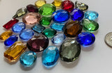 1/4 lb Lg. Vintage Double Faceted Glass Jewel Asst. for Stained Glass, Leaded Windows and Jewelry