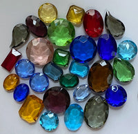 1/4 lb Lg. Vintage Double Faceted Glass Jewel Asst. for Stained Glass, Leaded Windows and Jewelry