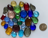 1/4 lb Lg. Vintage Double Faceted Glass Jewel Asst. for Stained Glass, Leaded Windows and Jewelry