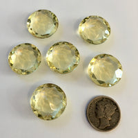 Vintage 18mm Jonquil Yellow Double Faceted Glass Jewels - Set of Six (6)